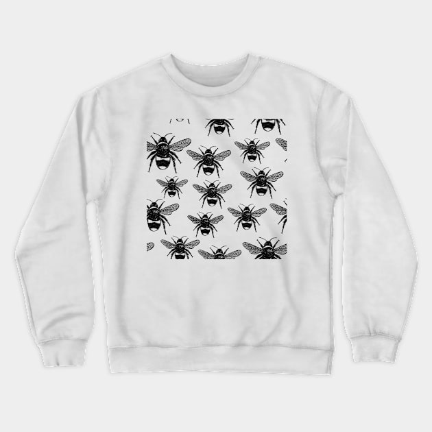 Bees Black and White Pattern Crewneck Sweatshirt by missdebi27